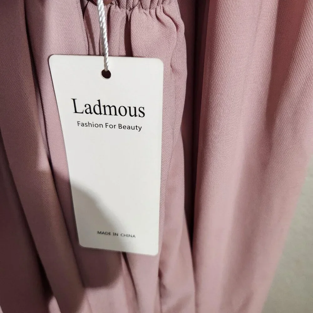 LadMous Maxi Dress Womens Small Pink Sleeveless Lace Bodice Formal Gown NWT